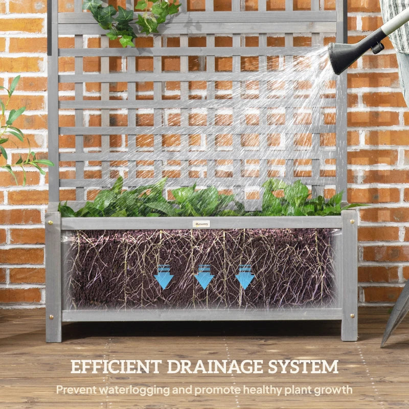 Wood Planter with Trellis for Vine Climbing, Raised Garden Bed, Privacy Screen for Backyard, Patio, Deck, Dark Grey