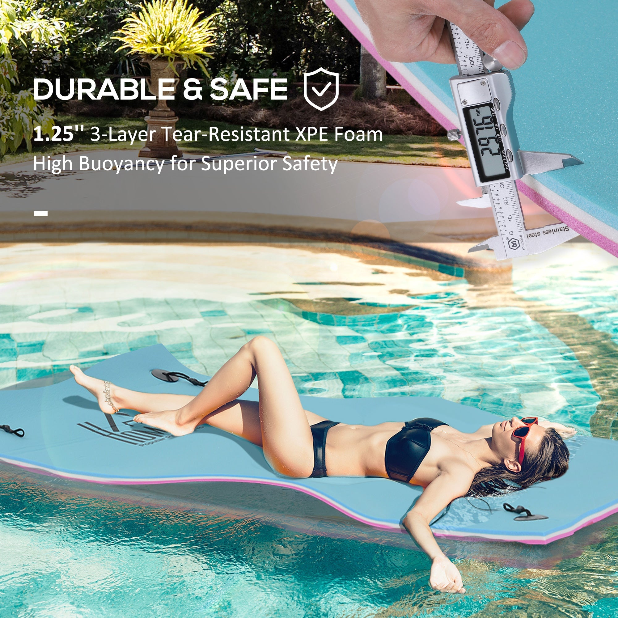 HOMCOM Aquatic Lily Pad: 7.5x4FT Floating Water Mat for Pool Beach Lake Relaxation 