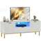 Modern TV Console for TVs up to 60 Inch, Entertainment Center with Smart RGB LED Lights and Soft Close Doors, White