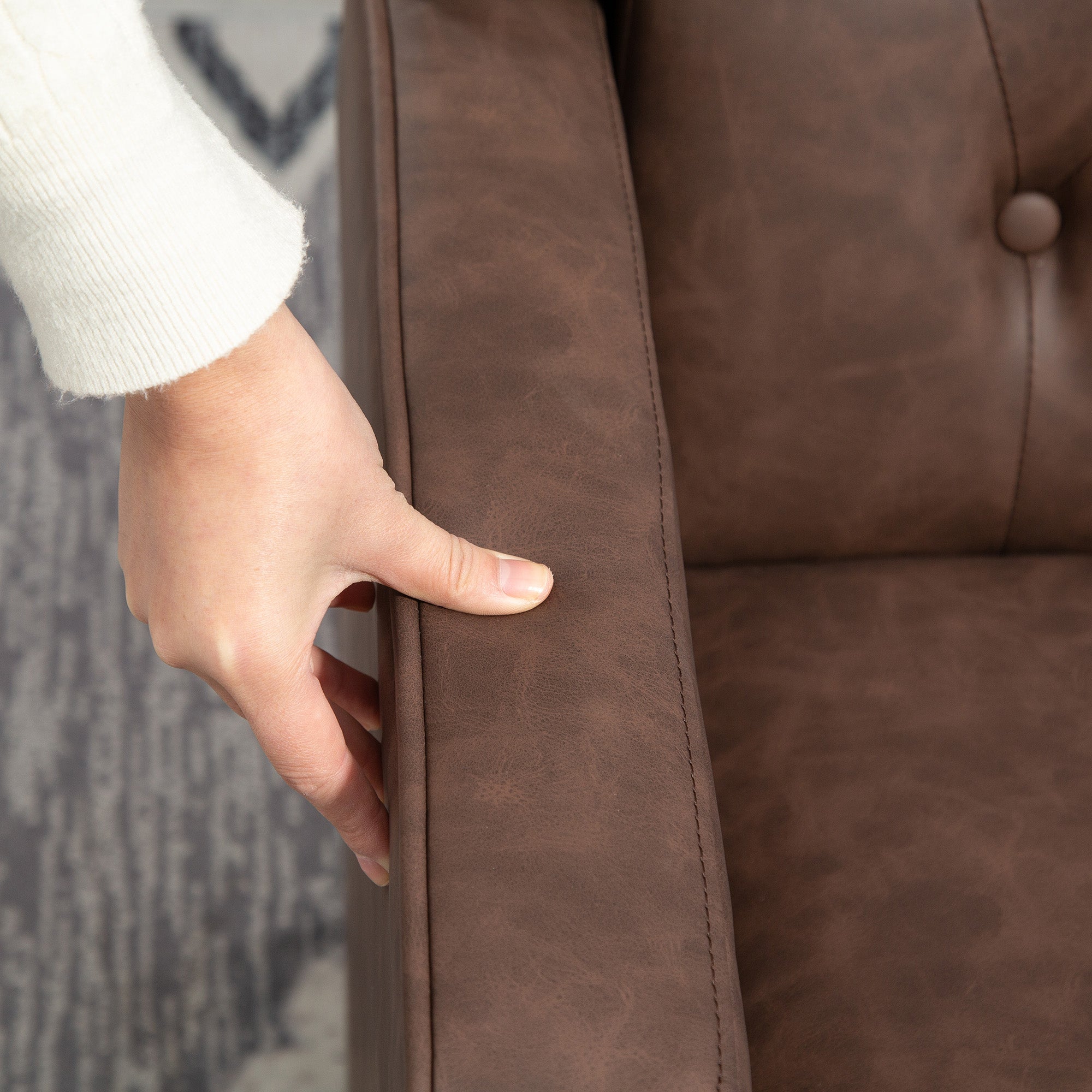 HOMCOM Faux Leather Armchair, Modern Accent Chair with Thick Padding for Living Room, Bedroom, Home Office, Brown 