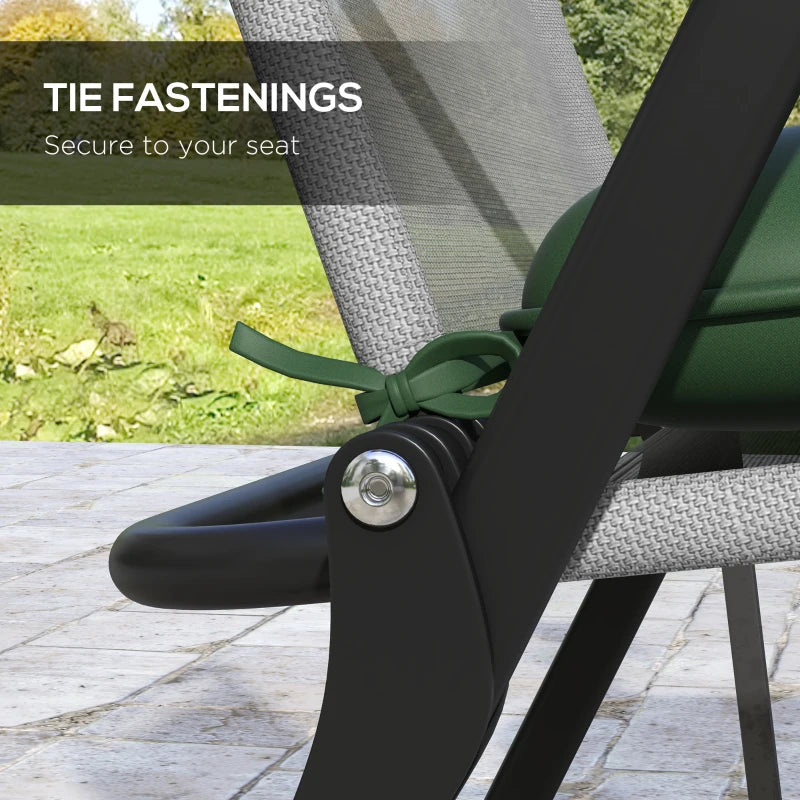 6-Piece Seat Cushion Replacement, Outdoor Patio Chair Cushions Set with Ties, Button Tufted, Dark Green