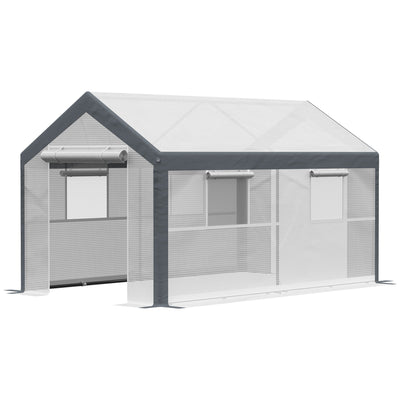 Outsunny 7' x 12' x 7' Heavy Duty Walk-In Greenhouse Vegetable Seed Growth Tent Outdoor Plant Growing Tunnel Warm House Flower Shed Backyard, White 