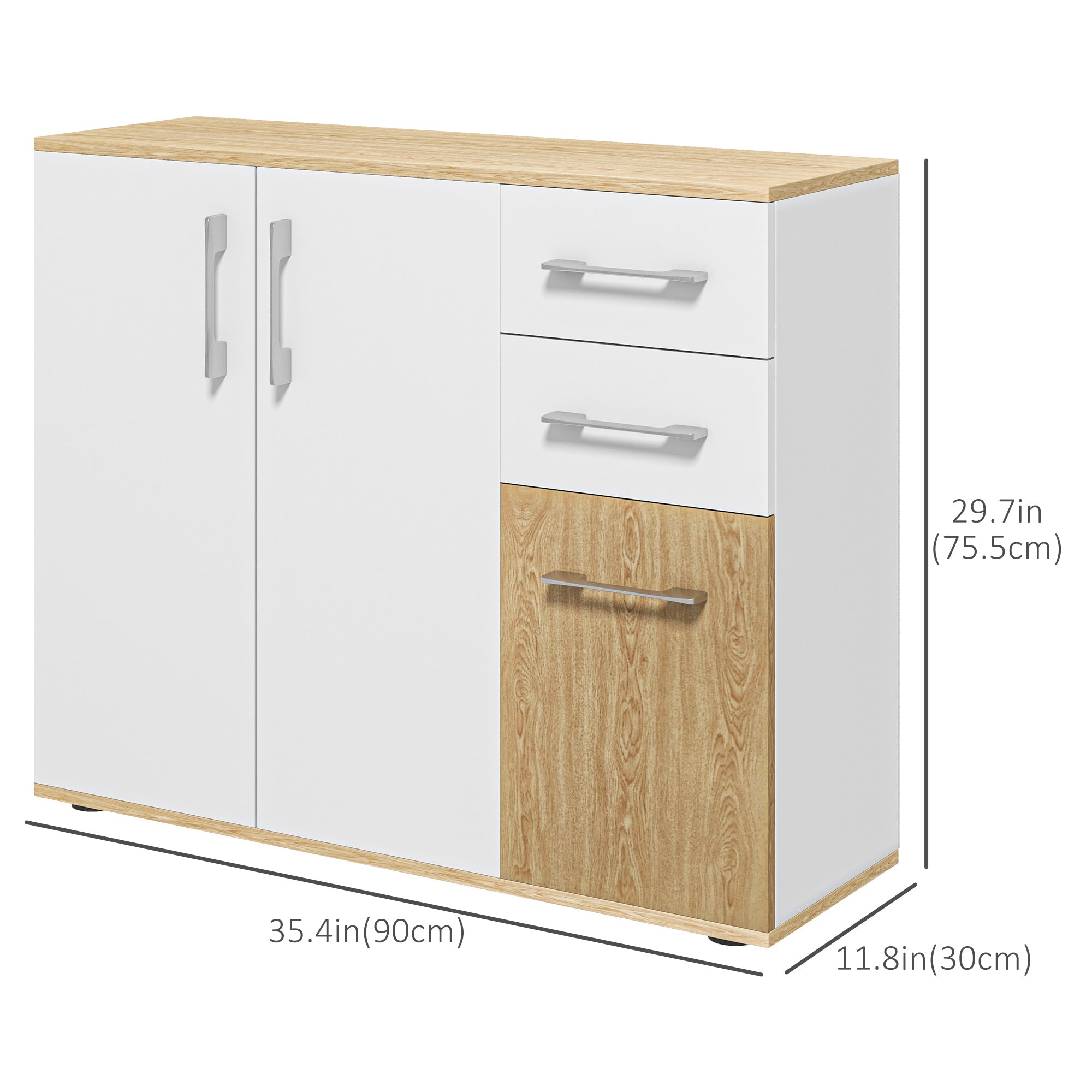 HOMCOM Elegant Sideboard Cabinet White Freestanding Buffet with Doors Drawers Adjustable Shelf for Dining Room Kitchen 