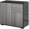 HOMCOM Stylish Buffet Sideboard High Gloss Grey Black Kitchen Storage Cabinet Cupboard with Push Open Design 2 Drawer 2 Doors Shelf