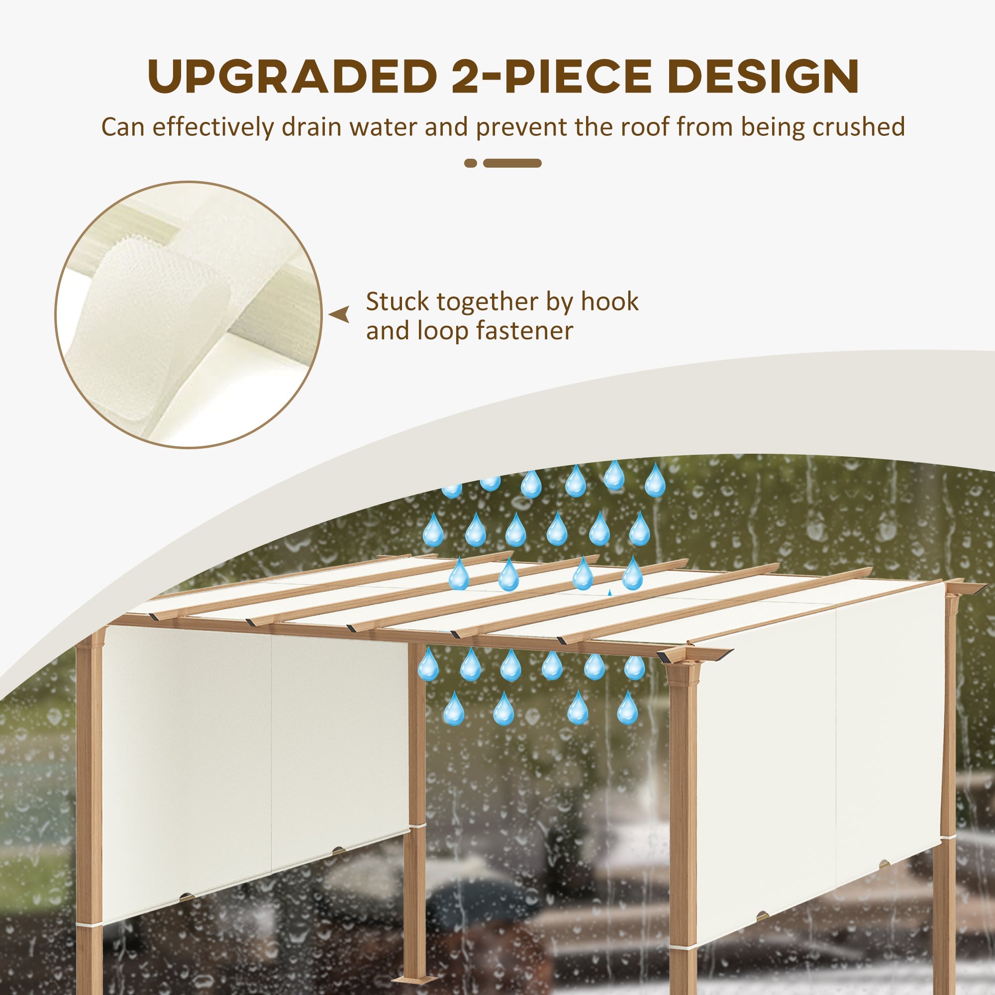 Outsunny Beige Retractable Pergola Canopy 2 Piece Set for 9.8x9.8 Pergola, Includes Weight Rods - Enhance Your Outdoor Living 