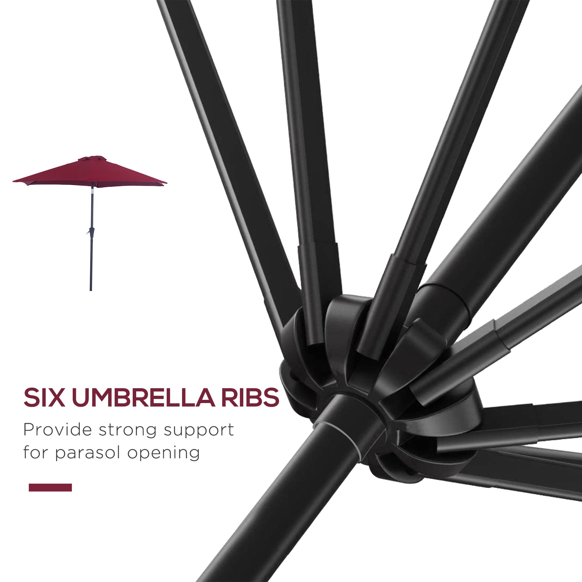 Outsunny Market Patio Sun Umbrella Outdoor Parasol Sunshade Tilt Mechanism Air Vent w/ Crank 