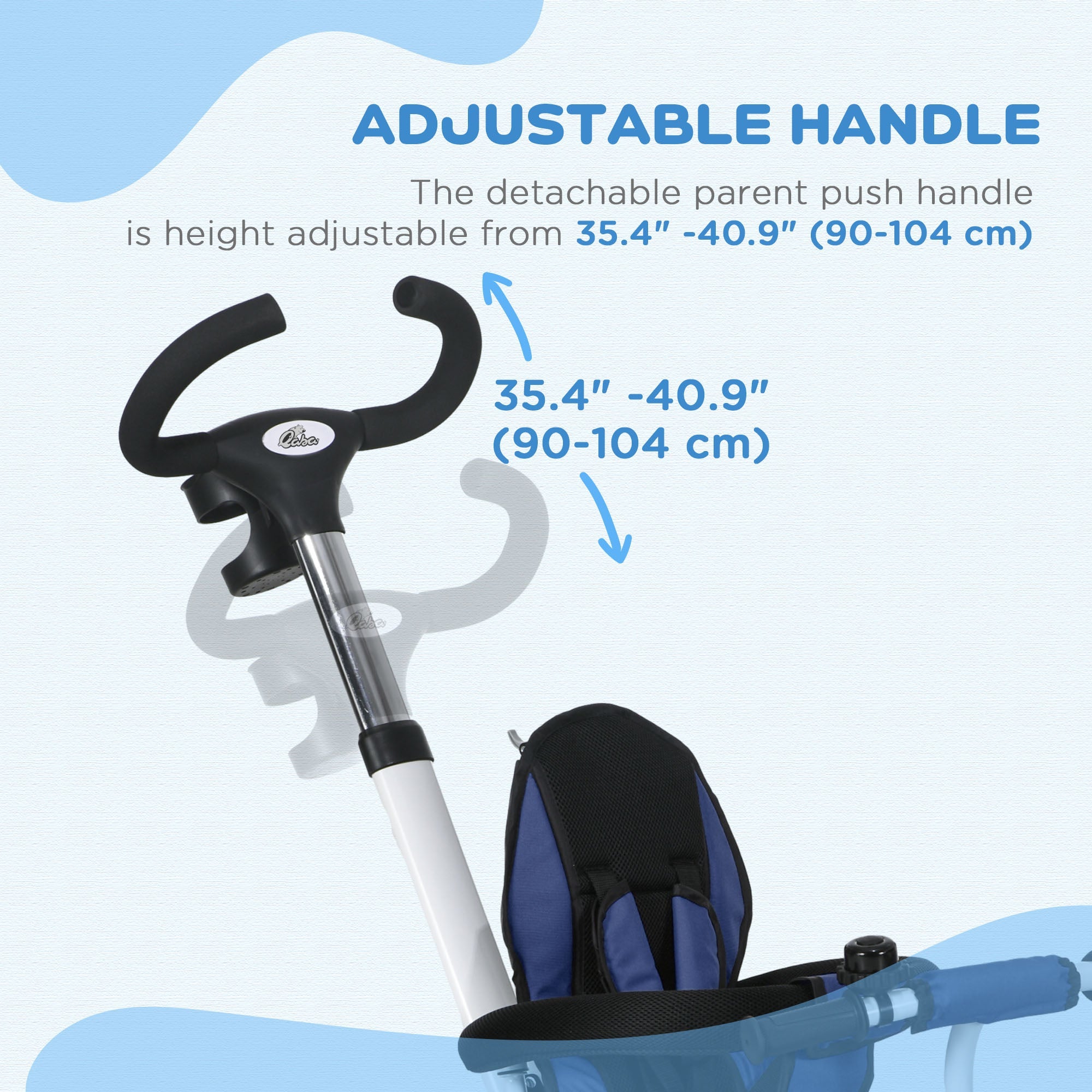 Qaba 6-in-1 Toddler Tricycle - Parent Control Handle, Canopy, Storage, Cupholder, in Dark Blue, Ideal for 1-5 Years 