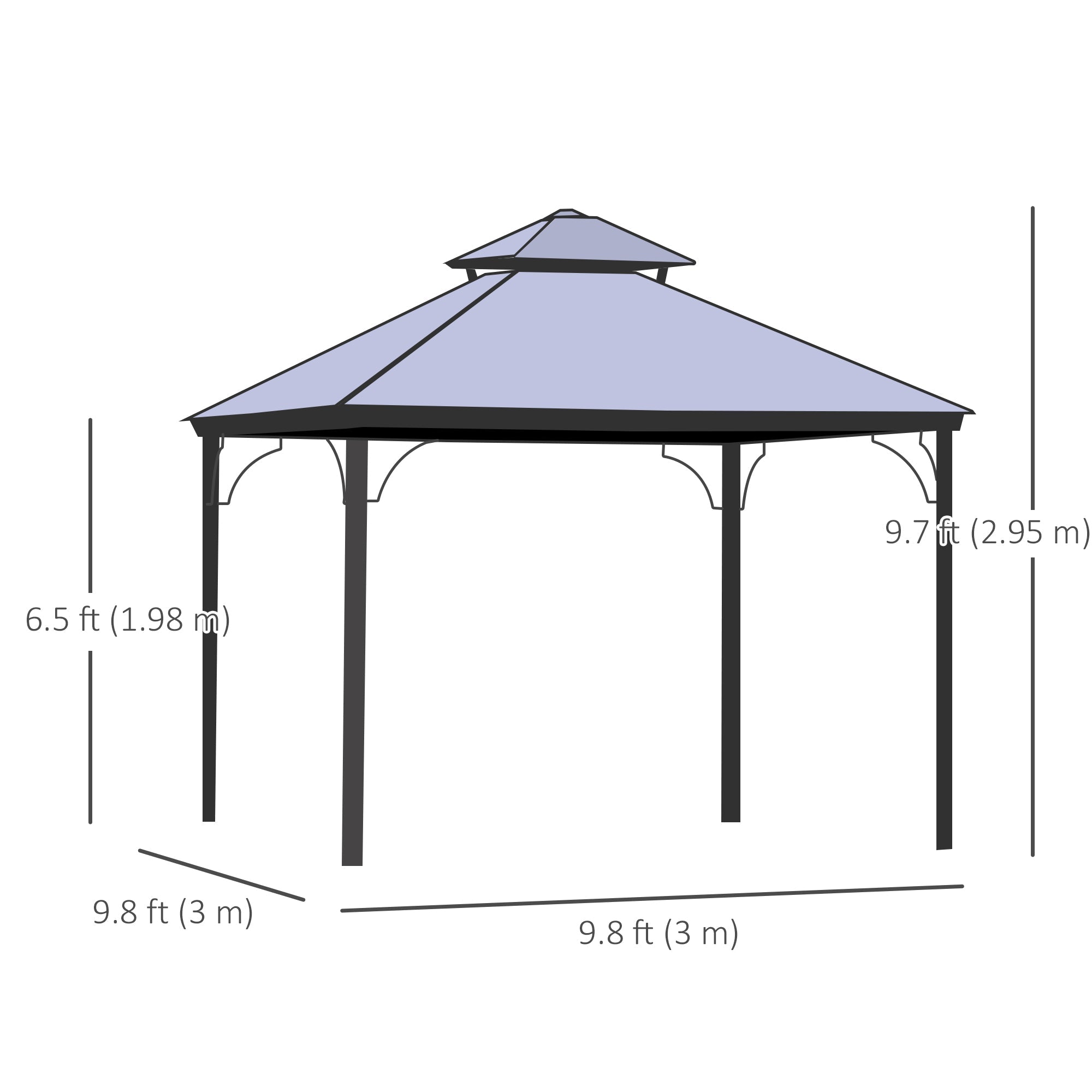Outsunny 10' x 10' 2-Tier Outdoor Gazebo Canopy with Polycarbonate Roof, Curtains and Netting, for Garden, Deck, Beige 