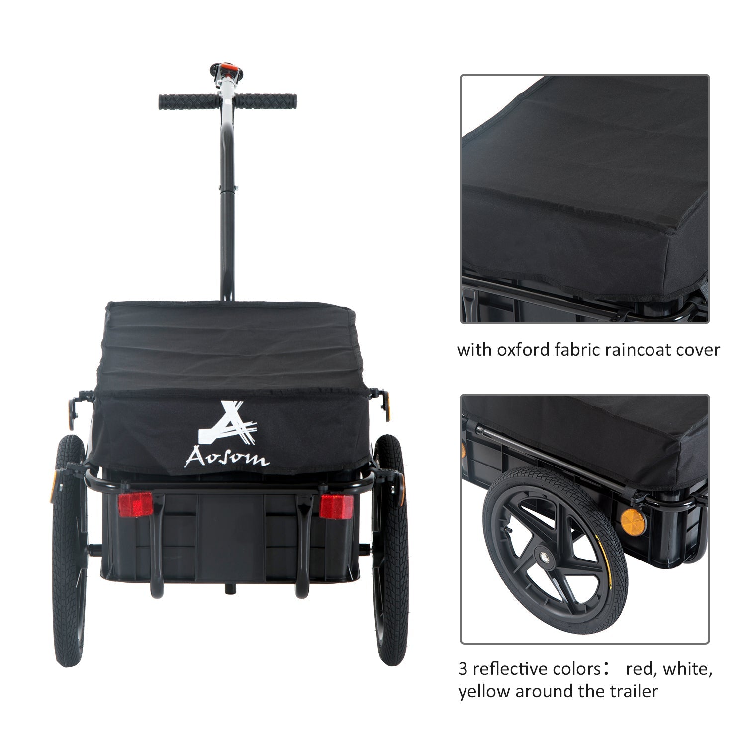 Aosom Multi-functional Bicycle Cargo Trailer Steel Large Bike Luggage Cart Carrier Black 