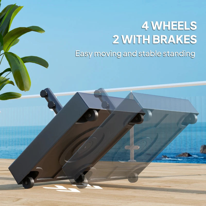 Outdoor Umbrella Base with Wheels, Heavy Duty Patio Umbrella Base, Patio Umbrella Holder, Black