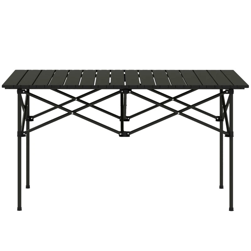 Folding Camping Table with Roll up Top and Carry Bag, Portable Picnic Table for Camping, Picnic, Hiking, Black