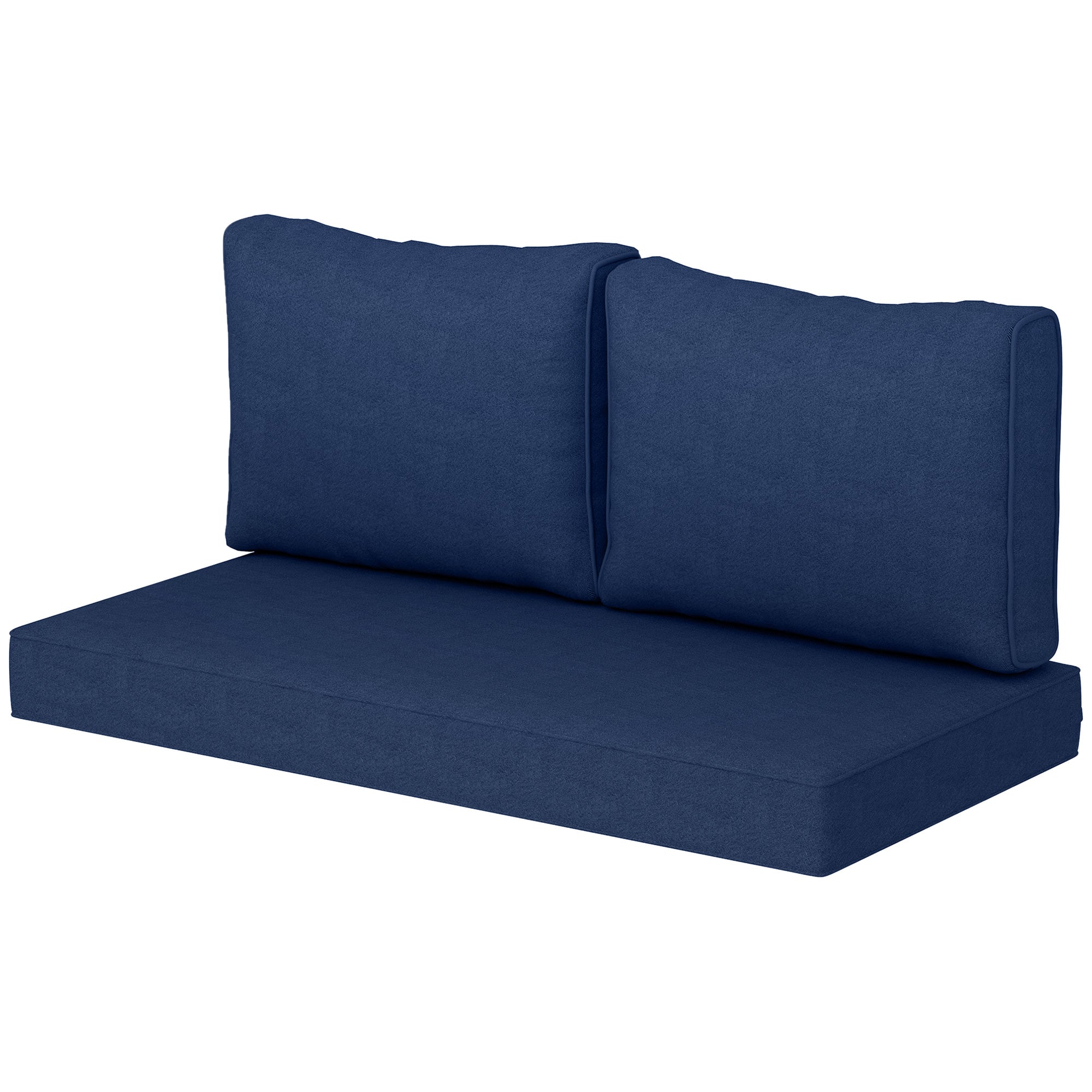 Outsunny 2 Seater Outdoor Seat Cushions with Backrest, Loveseat Double Sofa Outdoor Furniture Cushions, Fade-Resistant Replacement Patio Cushions for Indoor and Outdoor, Navy Blue 