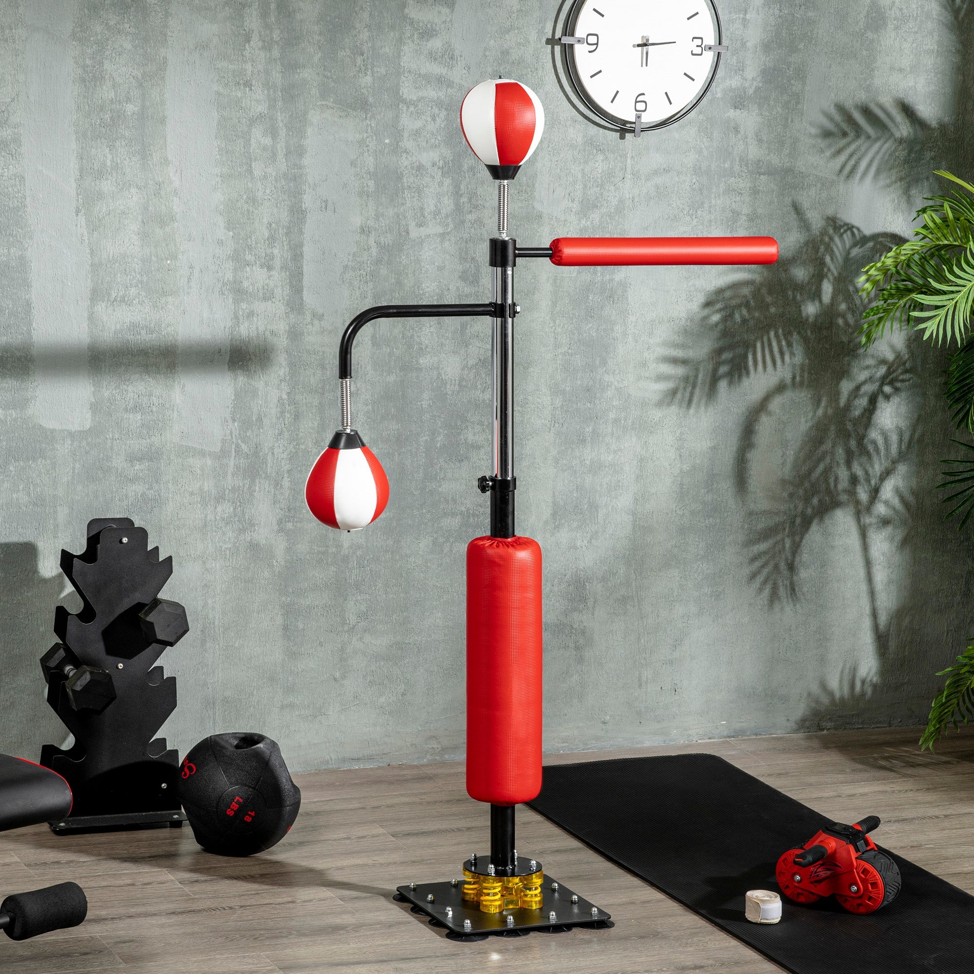 Soozier Boxing Bag Freestanding Punching Bag, Height Adjustable with Reflex Bar, Speed Balls and Suction Cup Base for Adult & Teenagers 