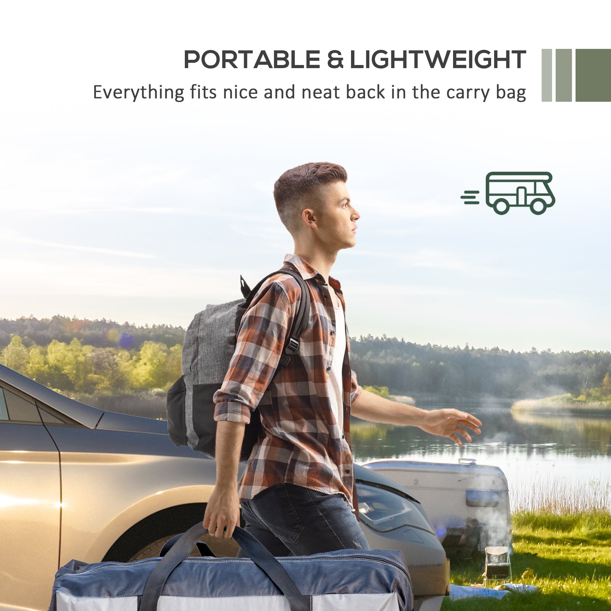 Outsunny Tailgate Tent SUV Awning Portable Rooftop Car Shelter for Truck RV Van Camping Overlanding 