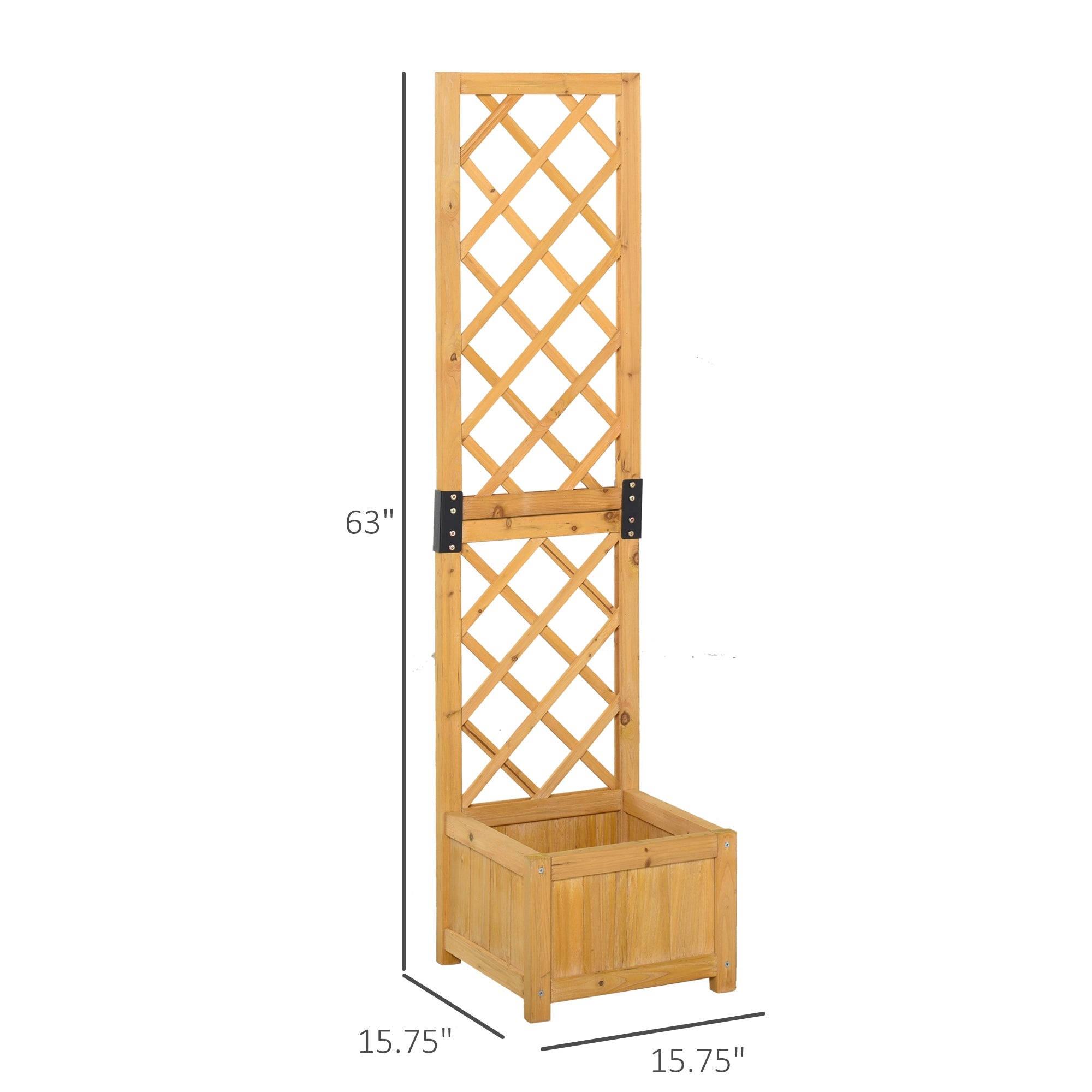 Outsunny 2 Piece Raised Garden Bed with Trellis Outdoor Flower Stand for Plants Flowers Vine Orange 