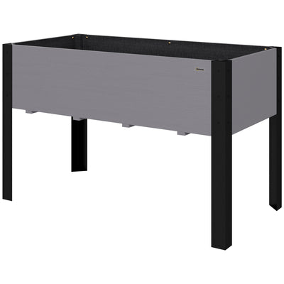 Outsunny Raised Garden Bed, Elevated Planter Box, 47"x24"x29" with Legs, Metal Frame, Wooden Planter Pot for Backyard, Patio to Grow Vegetables, Herbs, and Flowers, Grey 