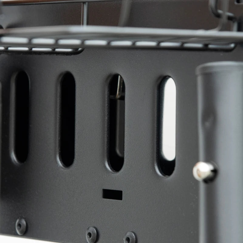 Portable BBQ Grill, Charcoal Grill with Side Seasoning Baskets, Hooks and Nets for Outdoor, Picnic, Camping, Black