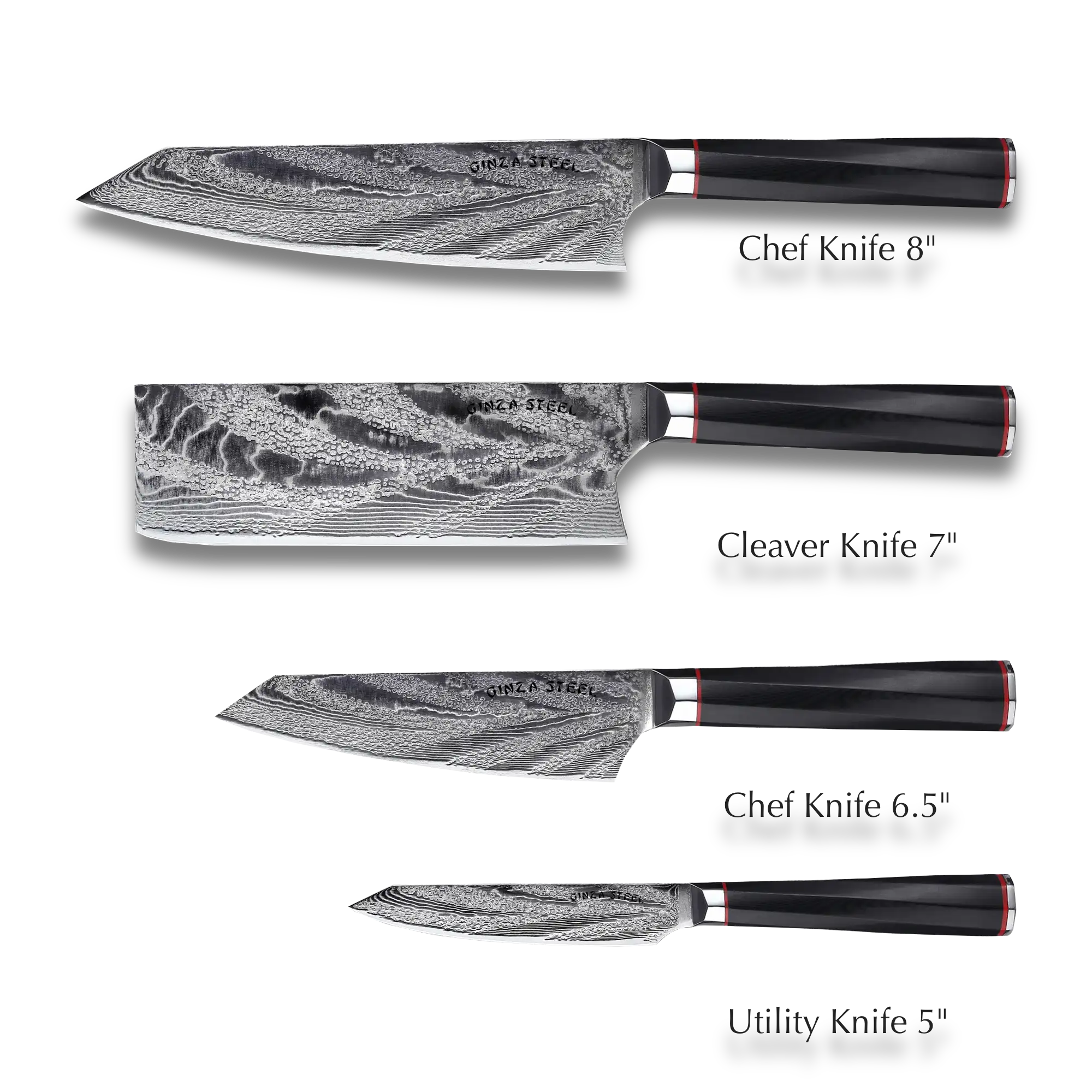 KATANA FIVE | Essential 5 pcs Knife set | 4 Knives with Magnetic Wood Block 