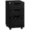 Vertical Filing Cabinet, 3 Drawer Mobile File Cabinet, Under Desk Office Storage Cabinet with Wheels, Black Wood Grain