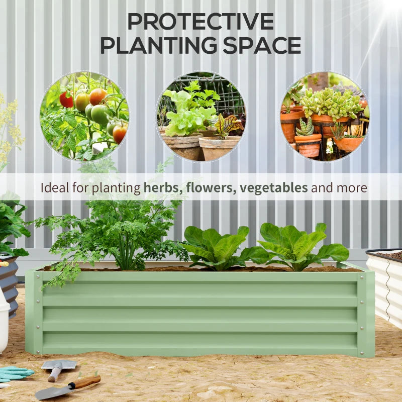 Galvanized Raised Garden Bed, Outdoor Planter Box for Vegetables, Flowers, Herbs, 4' x 2' x 1', Light Green