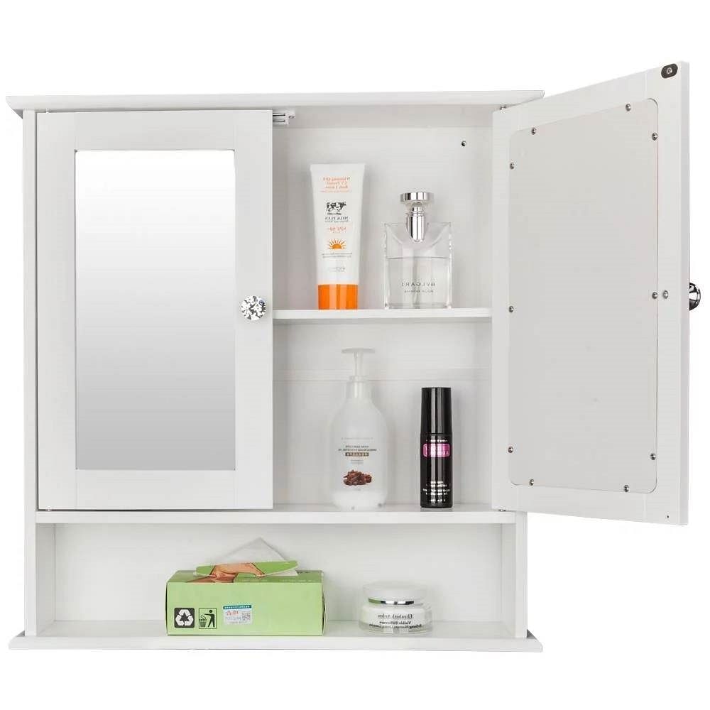 2-Door Wall Mounted Bathroom Medicine Cabinet with Mirror in White - Free Shipping