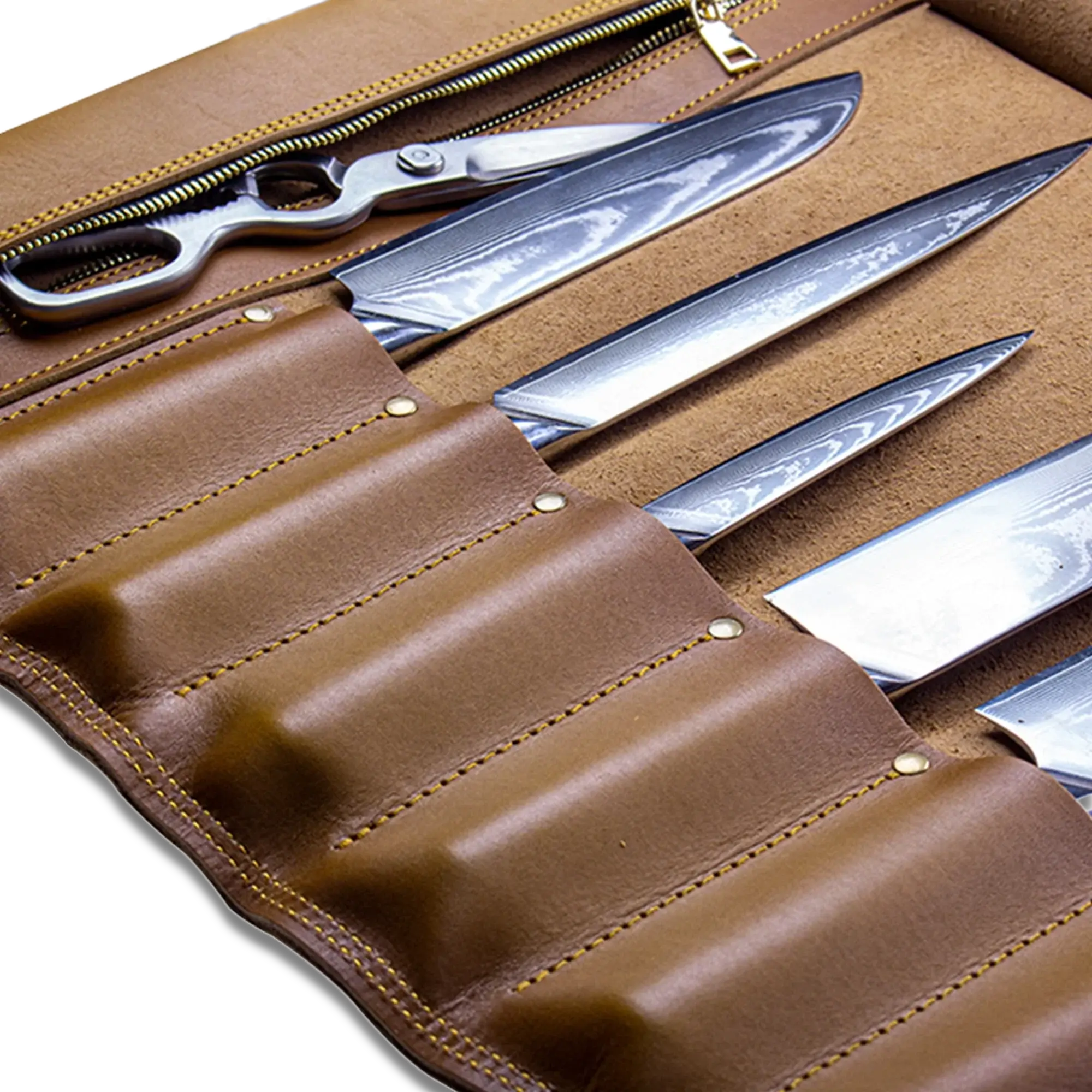 Ginza Steel Vagabond Knife Roll – Full Grain Leather Chef’s Bag 
