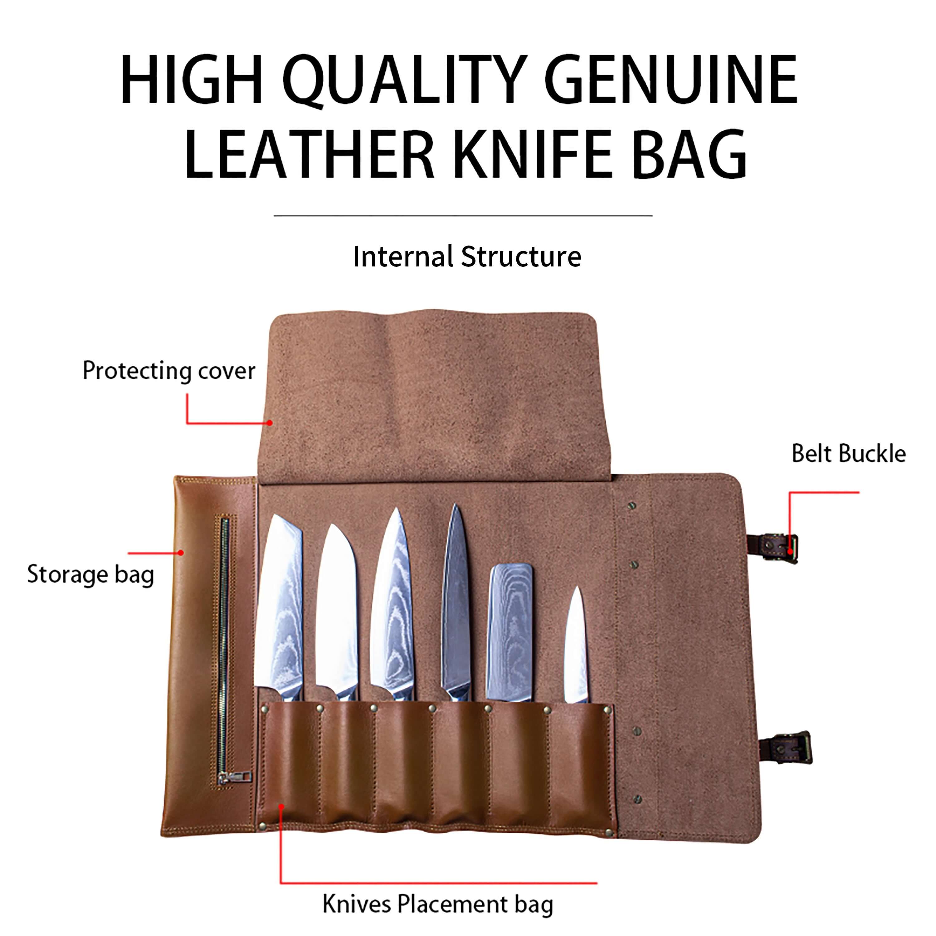 Ginza Steel Vagabond Knife Roll – Full Grain Leather Chef’s Bag 