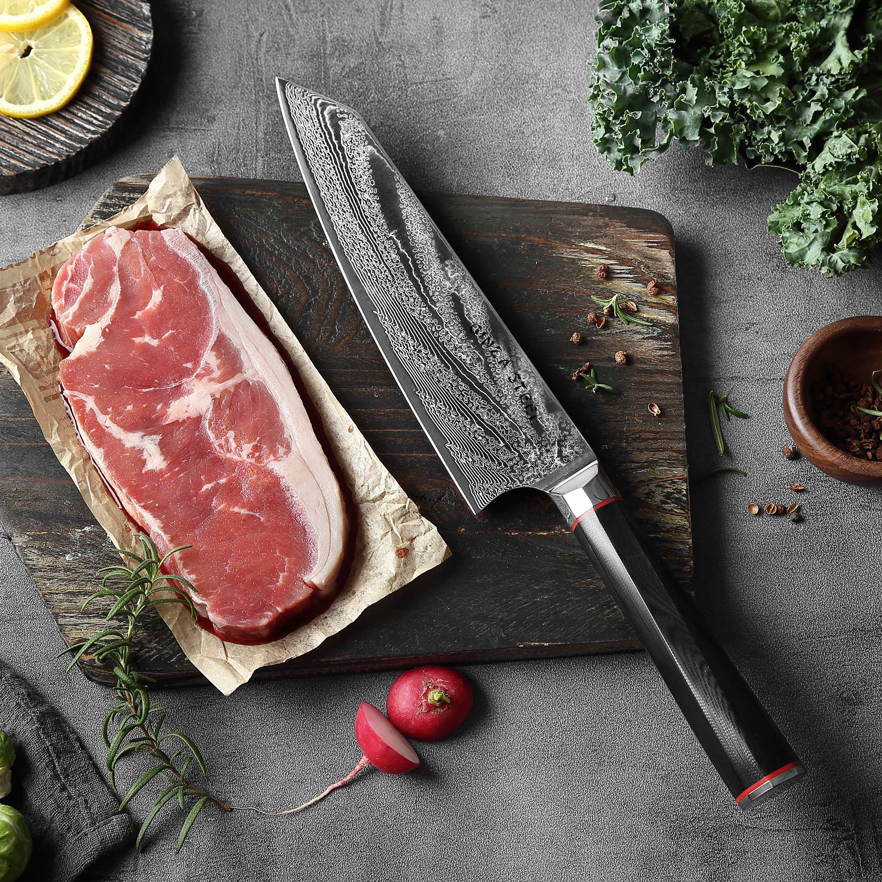 Ginza Steel KATANA 20 Chef Knife 8” – Damascus VG10 Steel, 67-Layer, G10 Handle 