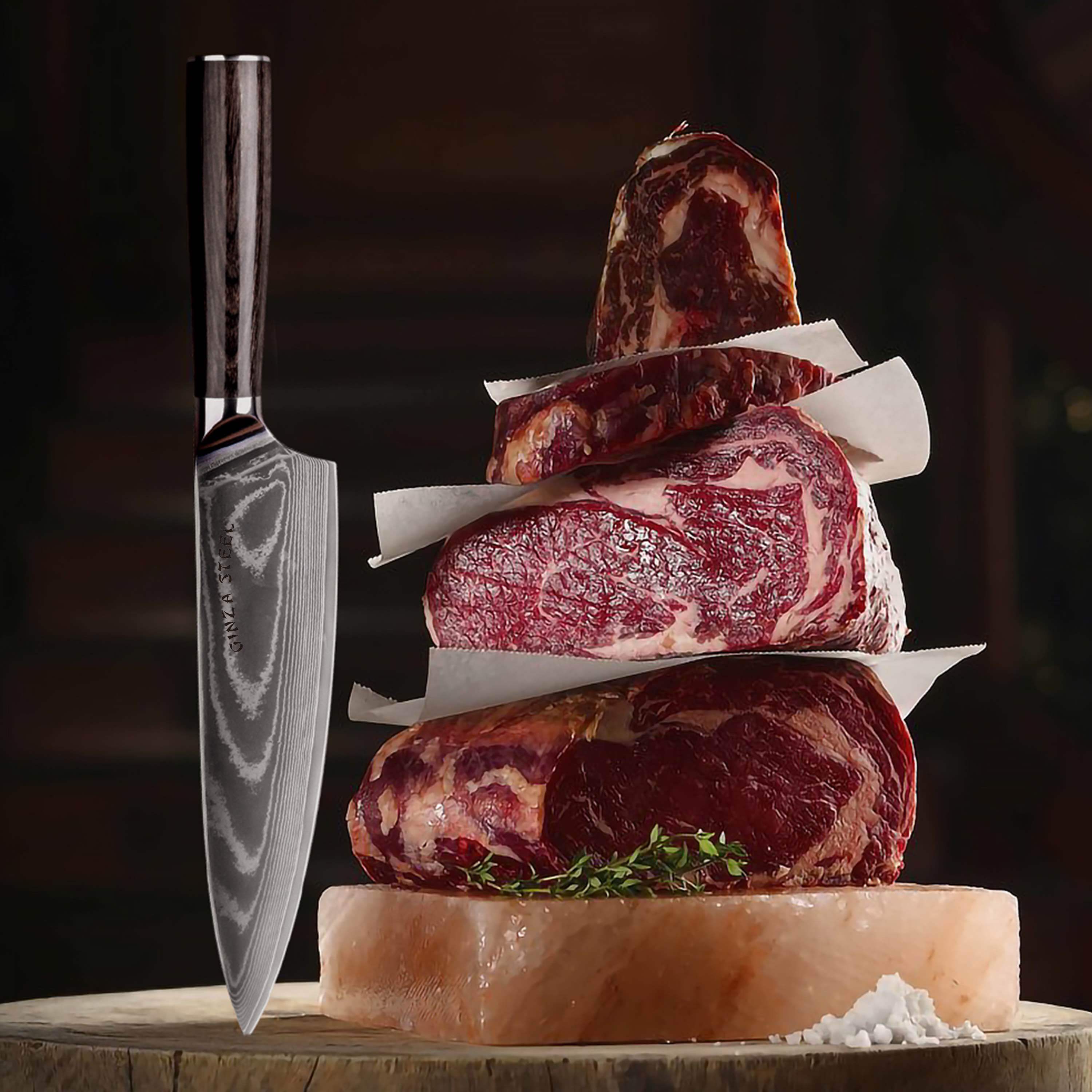 LUCIA 20 | Chef Knife 8Cr18Mov Steel Core / Pakka wood handle 