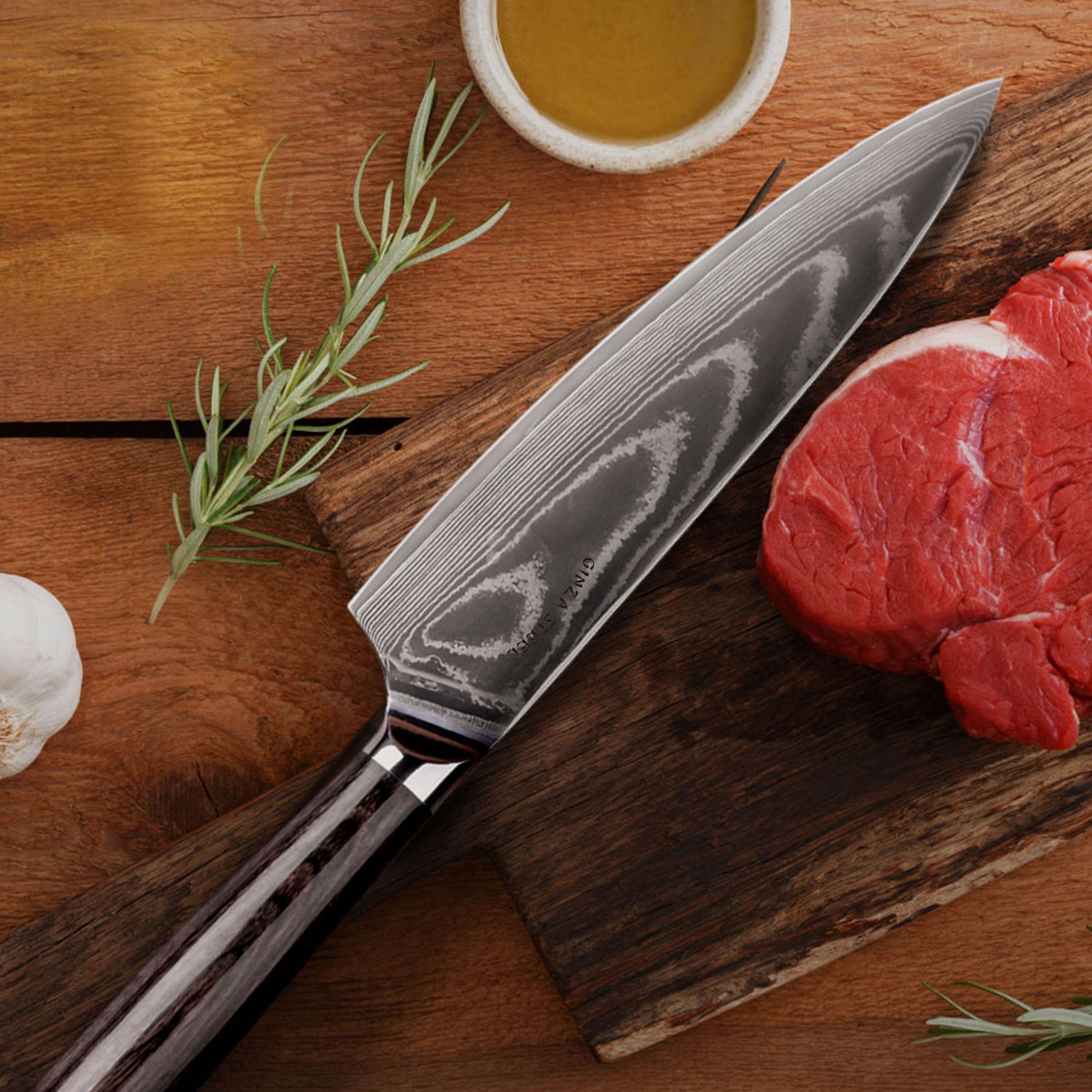 LUCIA 20 | Chef Knife 8Cr18Mov Steel Core / Pakka wood handle 