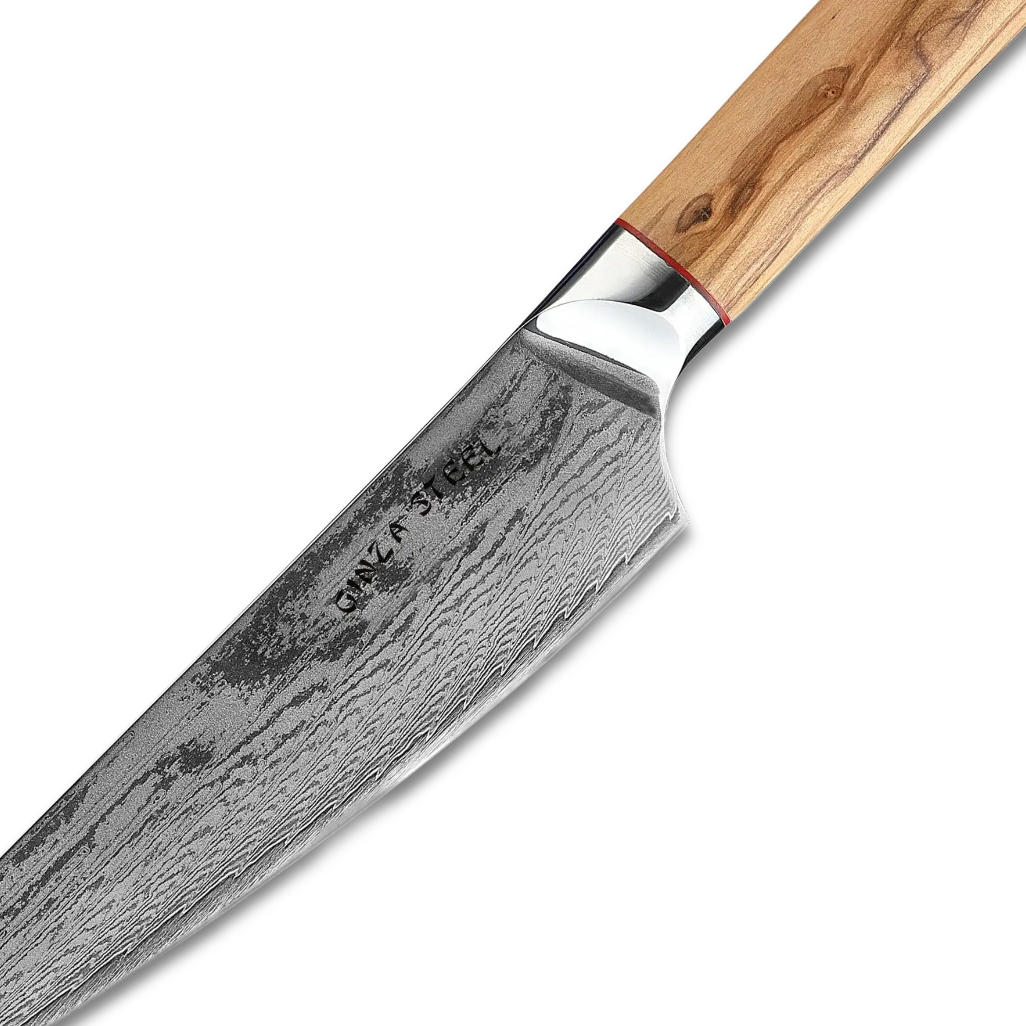 Ginza Steel MIA 17 Chef Knife 6.5” – Damascus AUS10 Steel, 67-Layer, Olive Wood Handle 