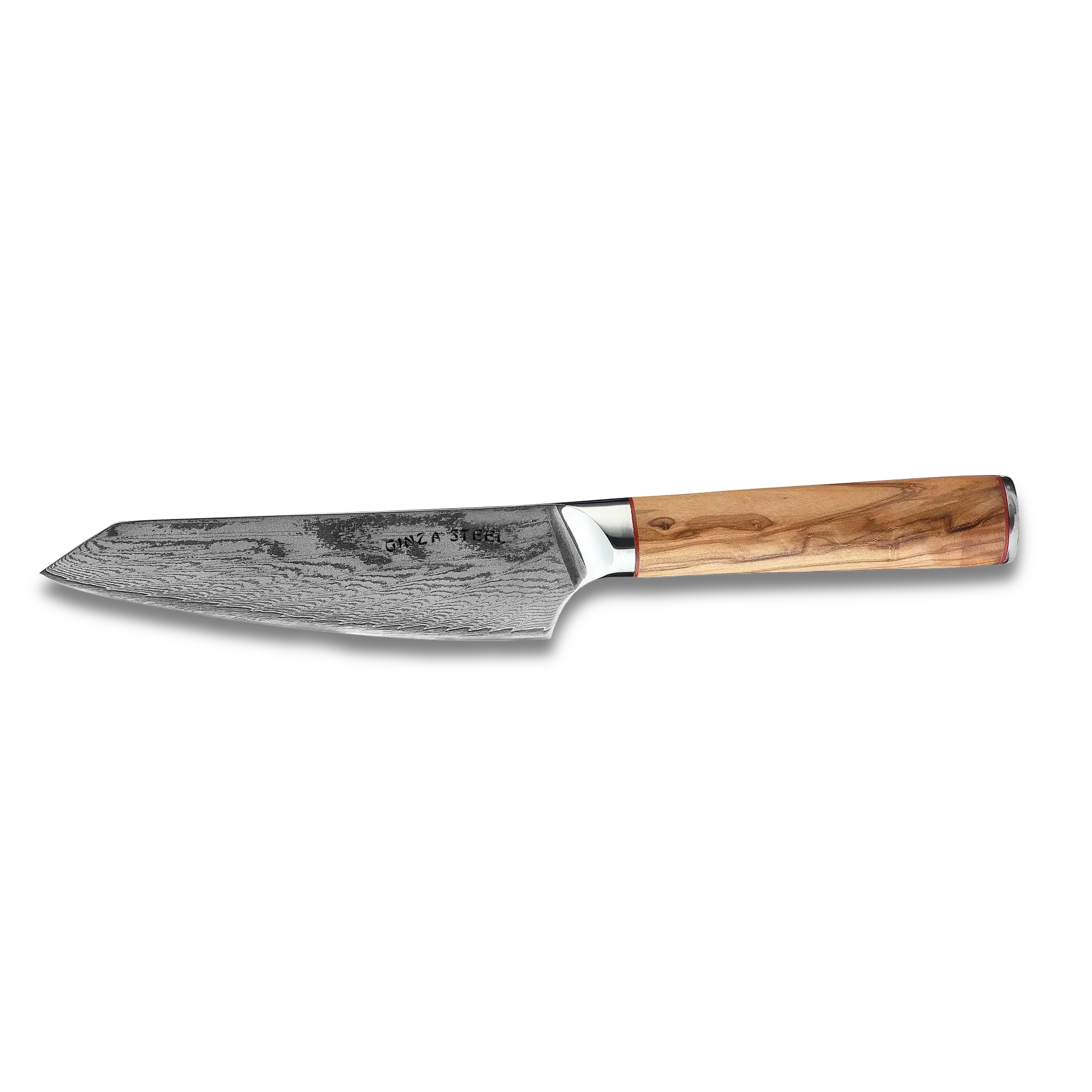 Ginza Steel MIA 17 Chef Knife 6.5” – Damascus AUS10 Steel, 67-Layer, Olive Wood Handle 