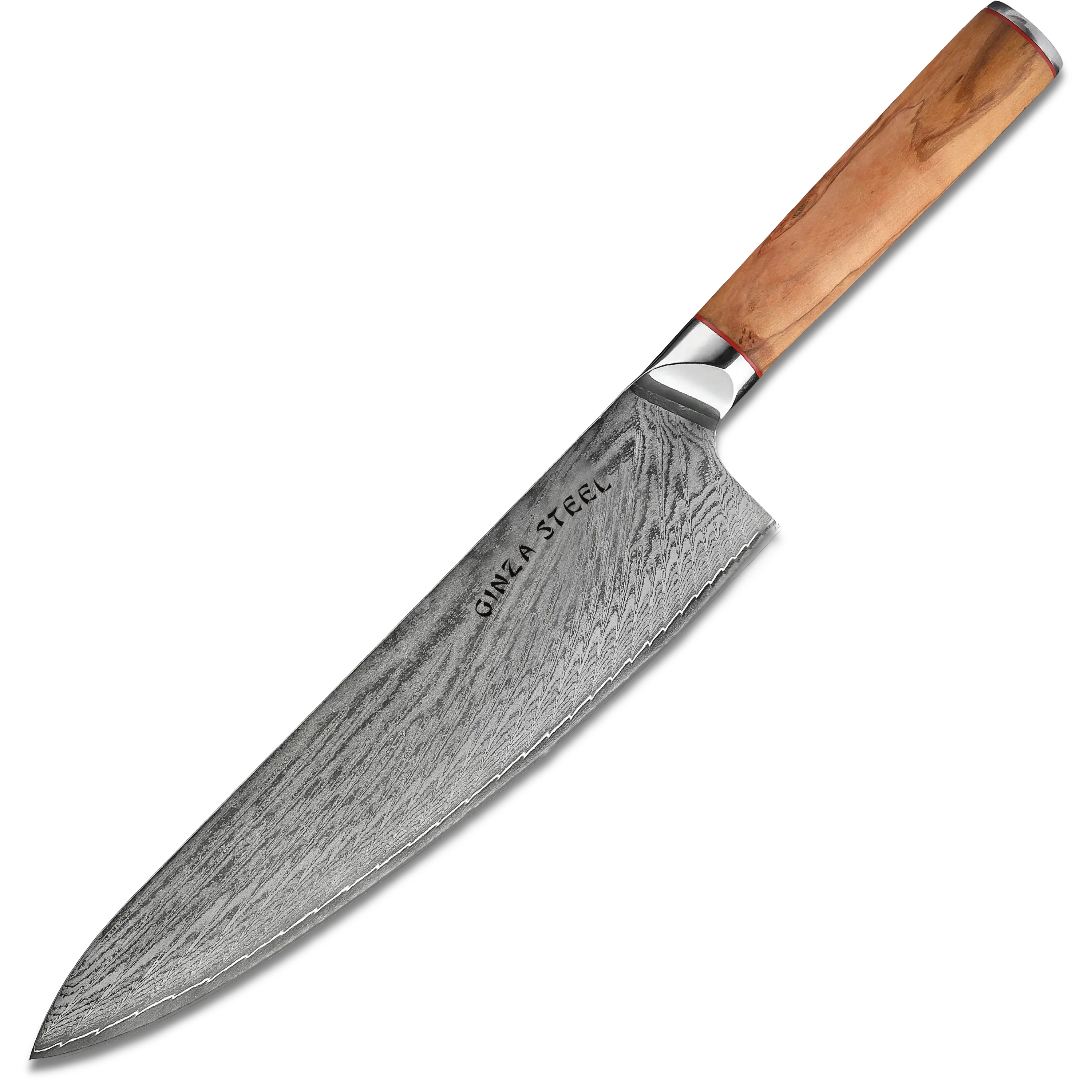 Ginza Steel MIA 24 Chef Knife 9” – Damascus AUS10, 67-Layer, Olive Wood Handle 