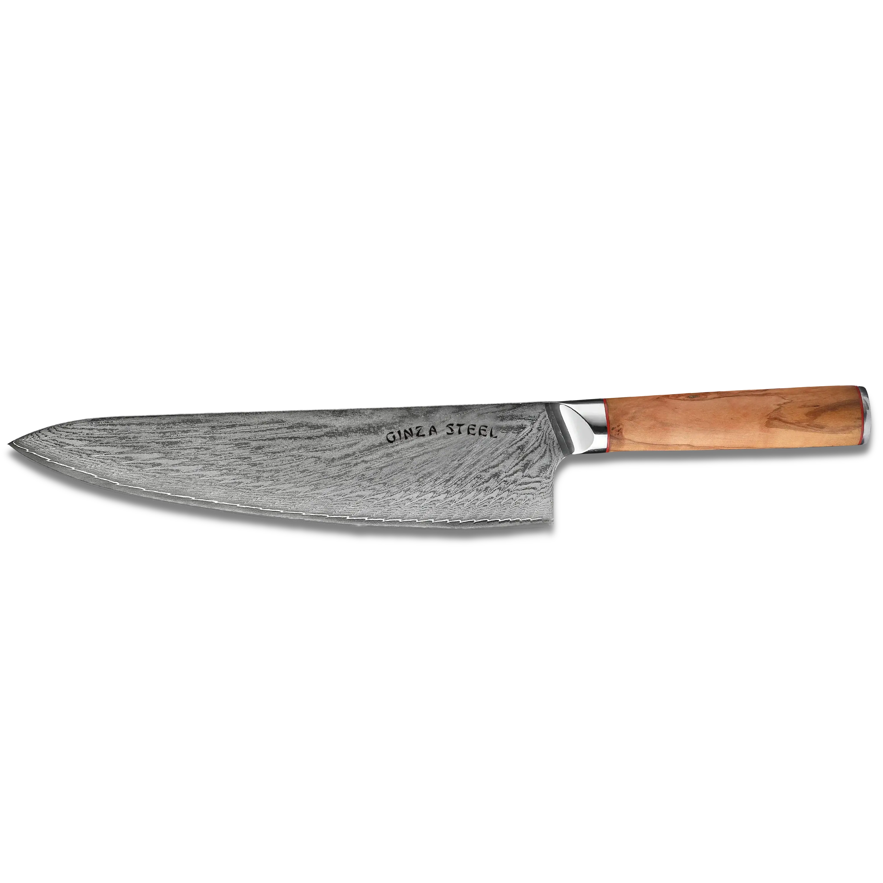 Ginza Steel MIA 24 Chef Knife 9” – Damascus AUS10, 67-Layer, Olive Wood Handle 