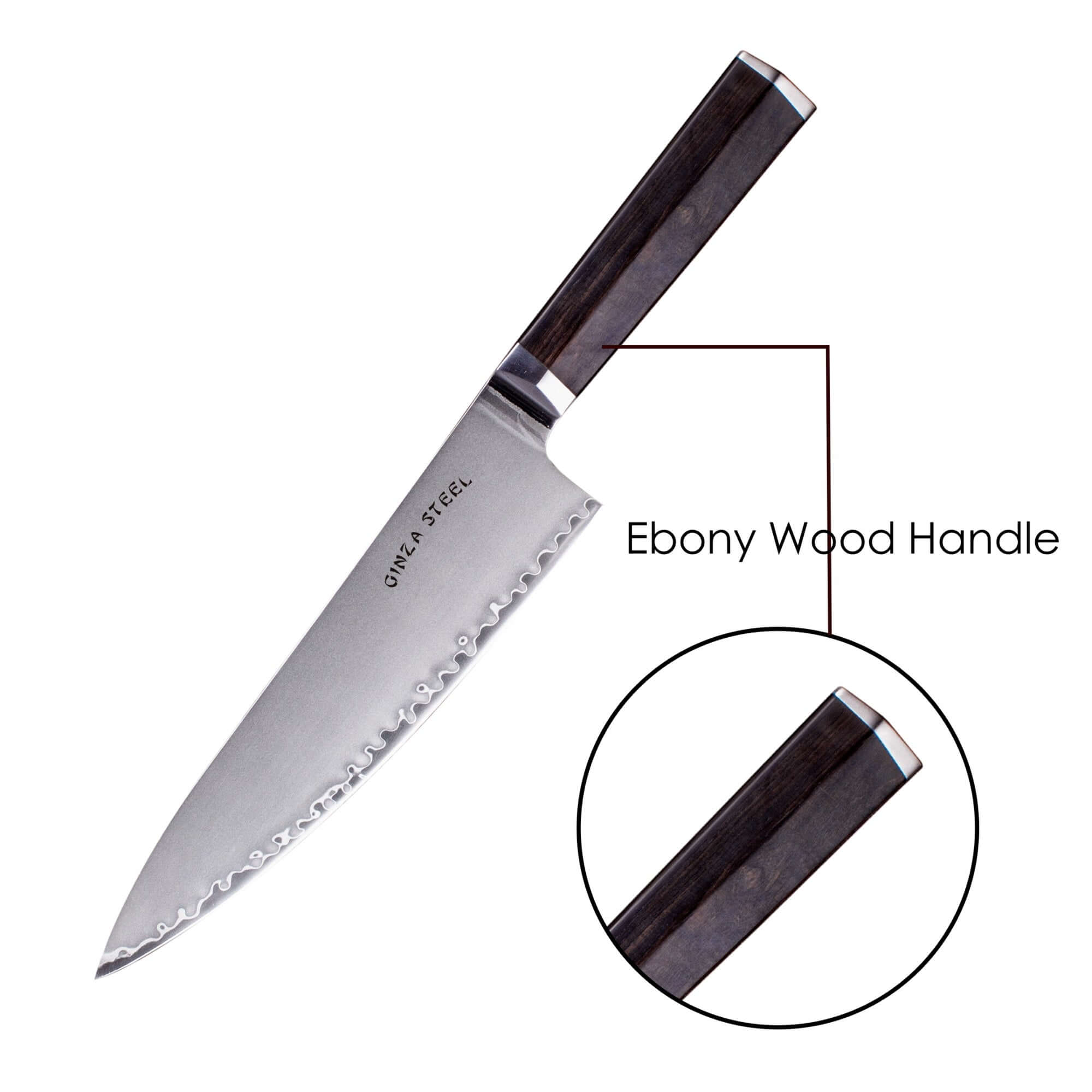 PORTIA 20 | Chef Knife 8" Damascus VG10 Steel / Ebony Wood handle 