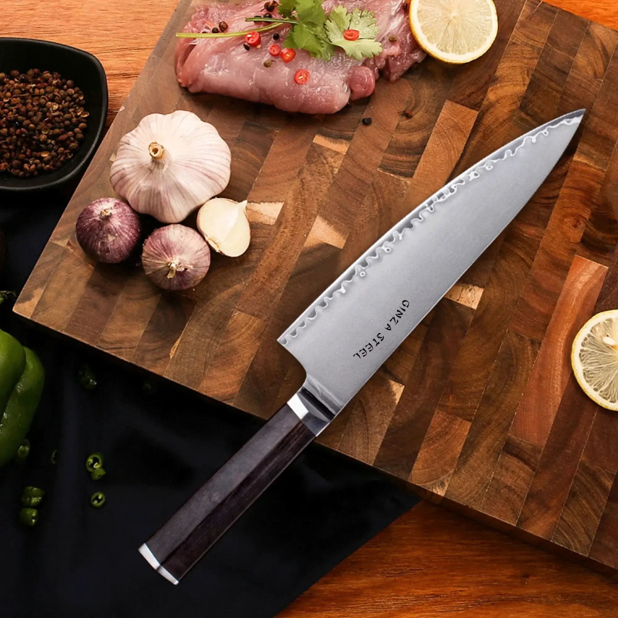 PORTIA 20 | Chef Knife 8" Damascus VG10 Steel / Ebony Wood handle 