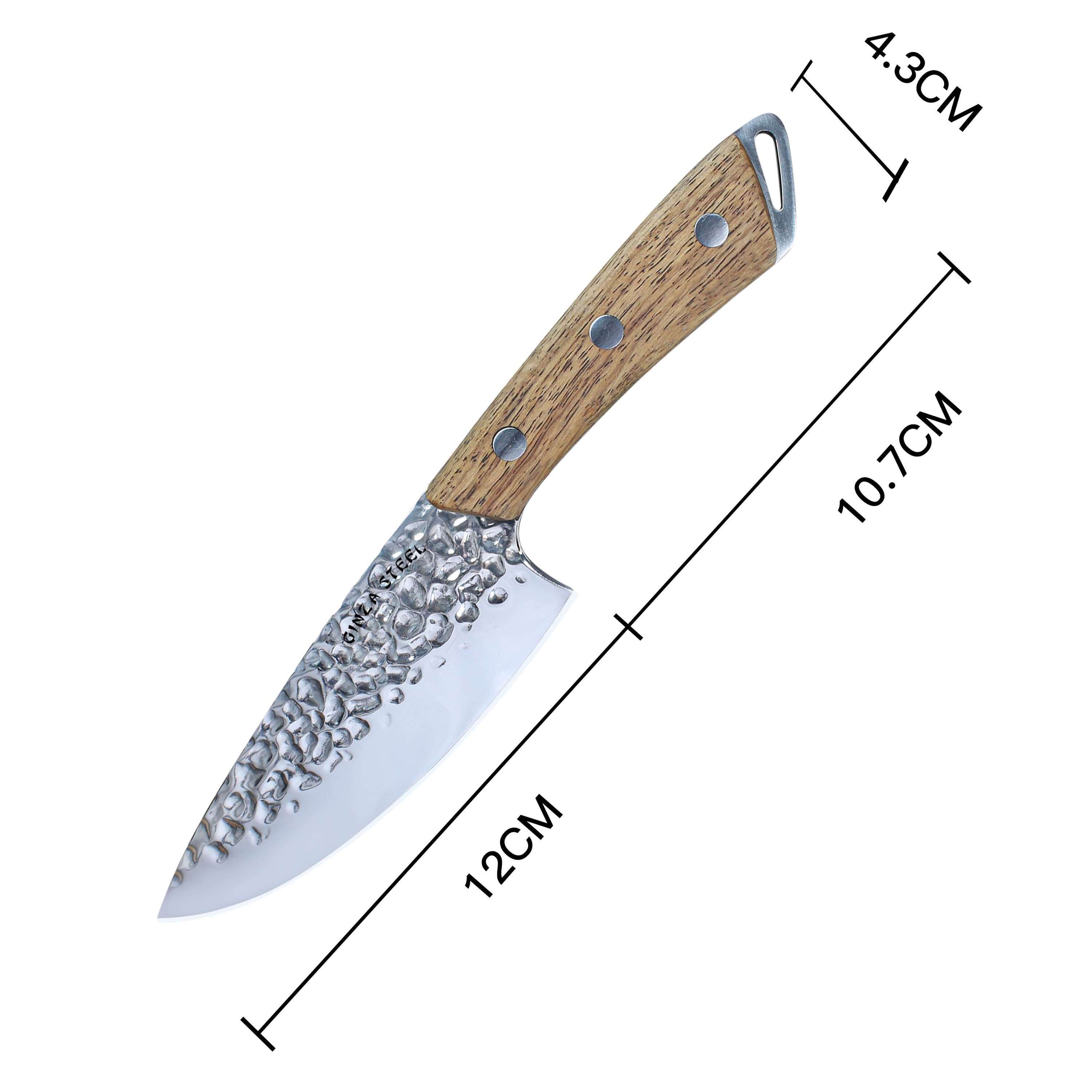 SHINOBI | Chef Knife 5-inch AUS8 hammered blade with Wood handle 
