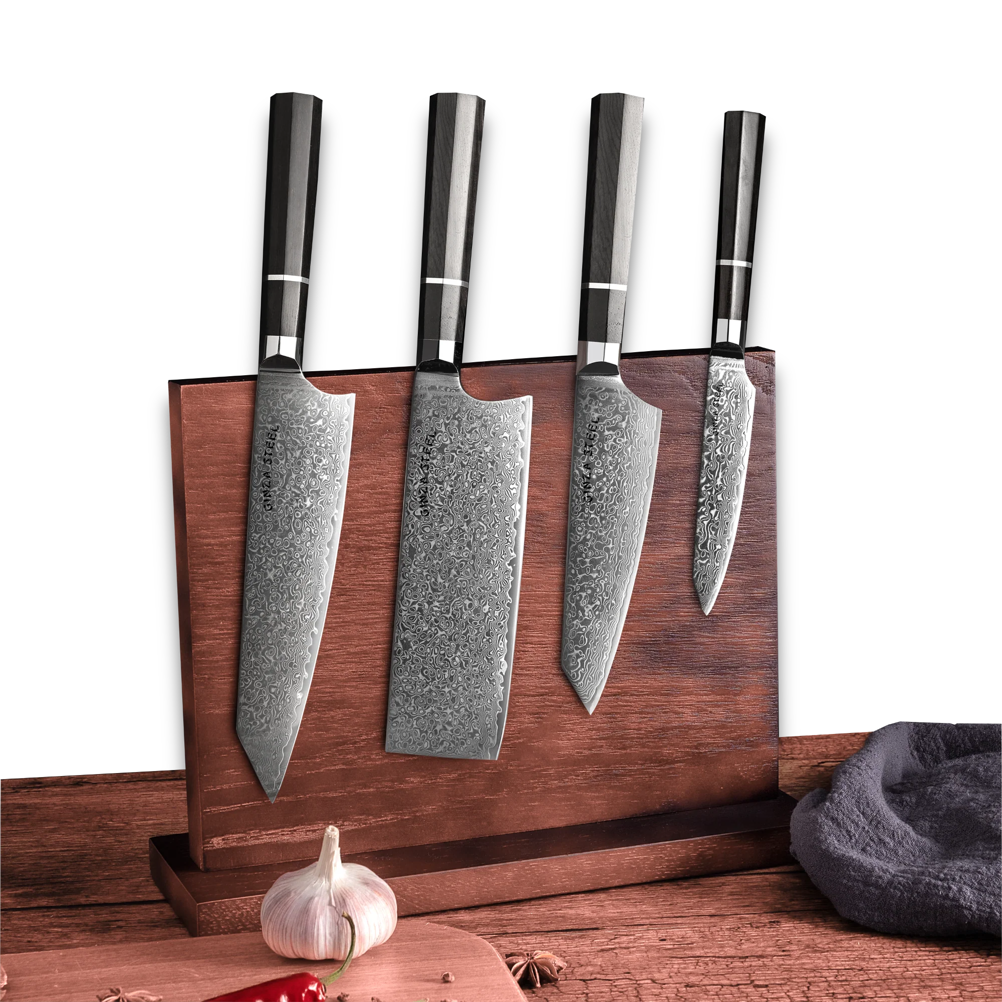 KASAI KOGATANA FIVE | Essential 5 pcs Knife set | 4 Knives with Magnetic Wood Block 