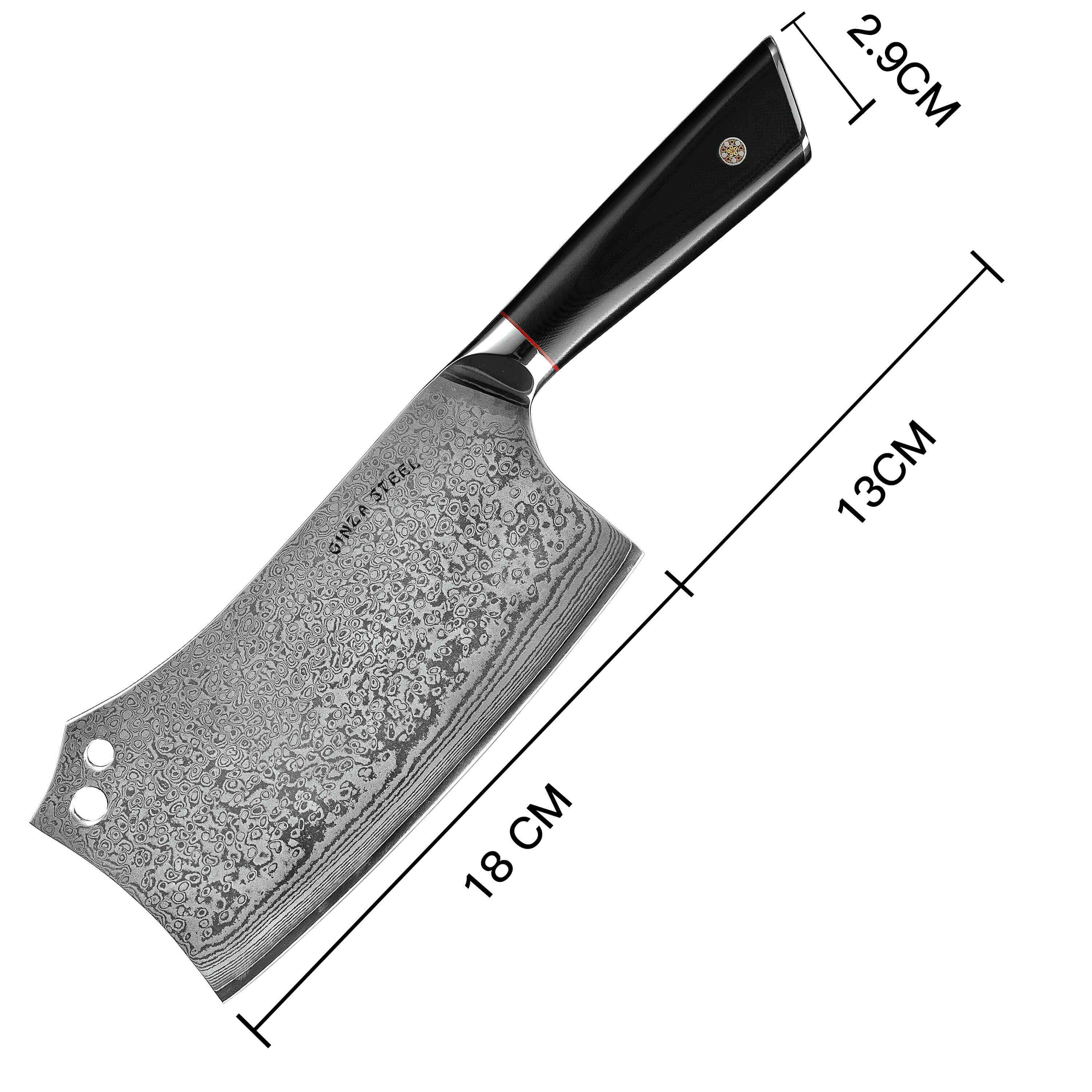 HAGAKURE Y | Chopping Knife 7" Damascus AUS 10 Steel 