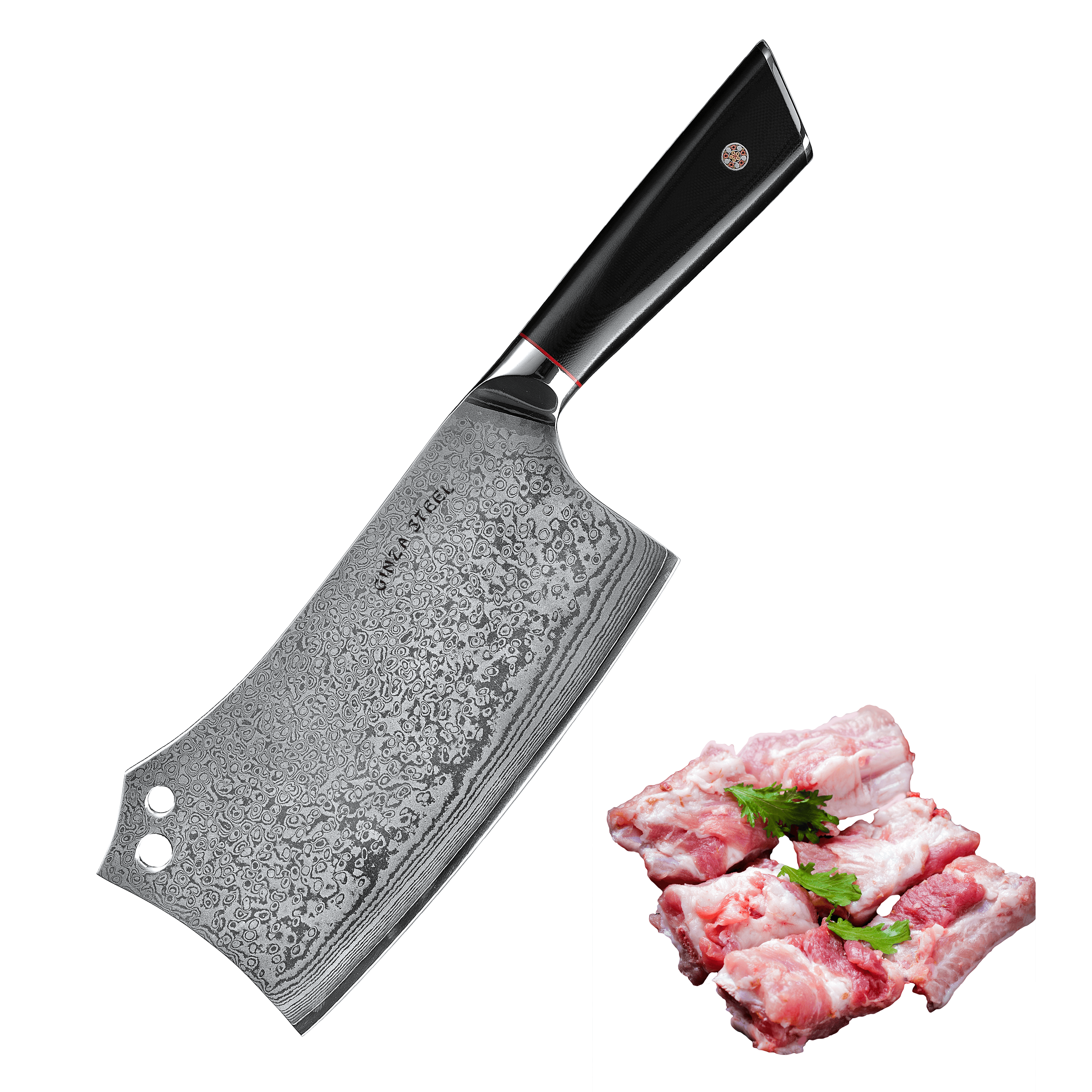 HAGAKURE Y | Chopping Knife 7" Damascus AUS 10 Steel 