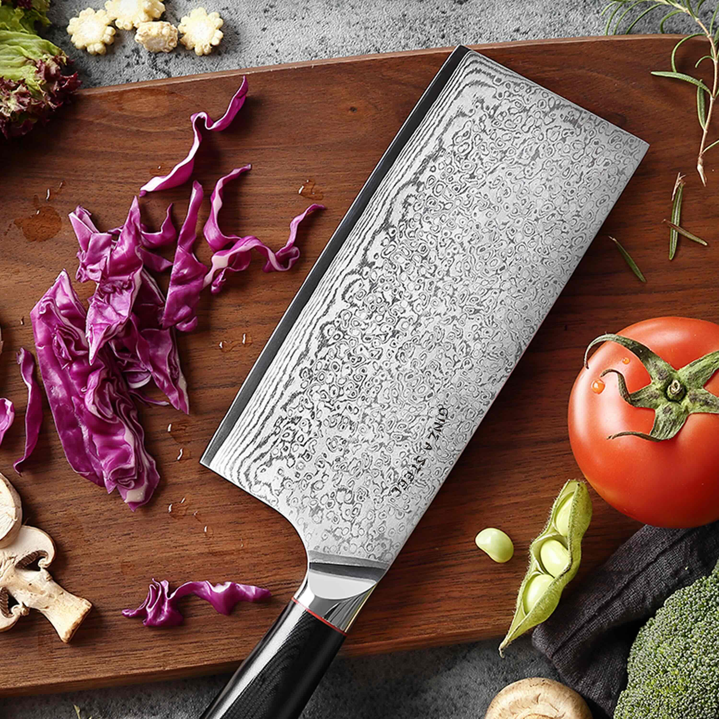 HAGAKURE X | Cleaver Knife 7" Damascus AUS 10 Steel 