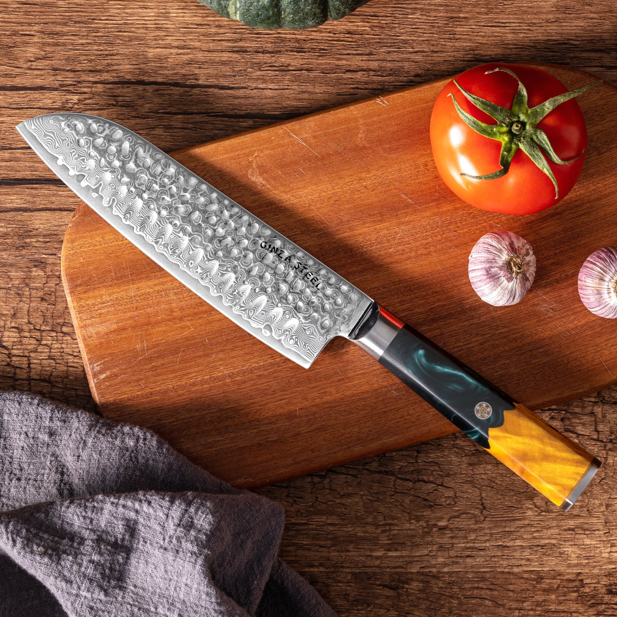 Kaze Katana 7″ Santoku Knife | Damascus Steel by Ginza Steel 