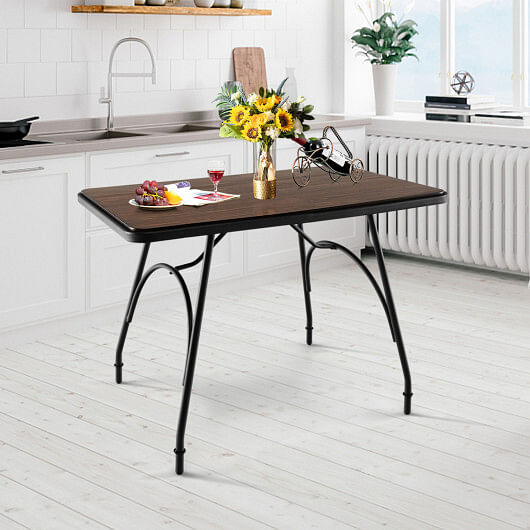43 x 27.5 Inch Industrial Style Dining Table with Adjustable Feet-Rustic Brown - Free Shipping 