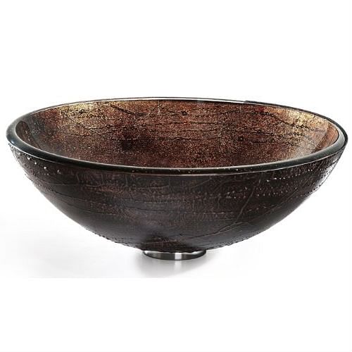 Modern 16.5 inch Round Copper Color Glass Vessel Sink - Free Shipping