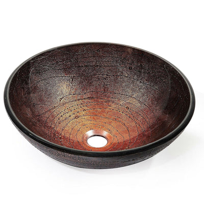 Modern 16.5 inch Round Copper Color Glass Vessel Sink - Free Shipping 
