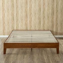 King size Modern Low Profile Solid Wood Platform Bed Frame in Cherry Finish - Free Shipping