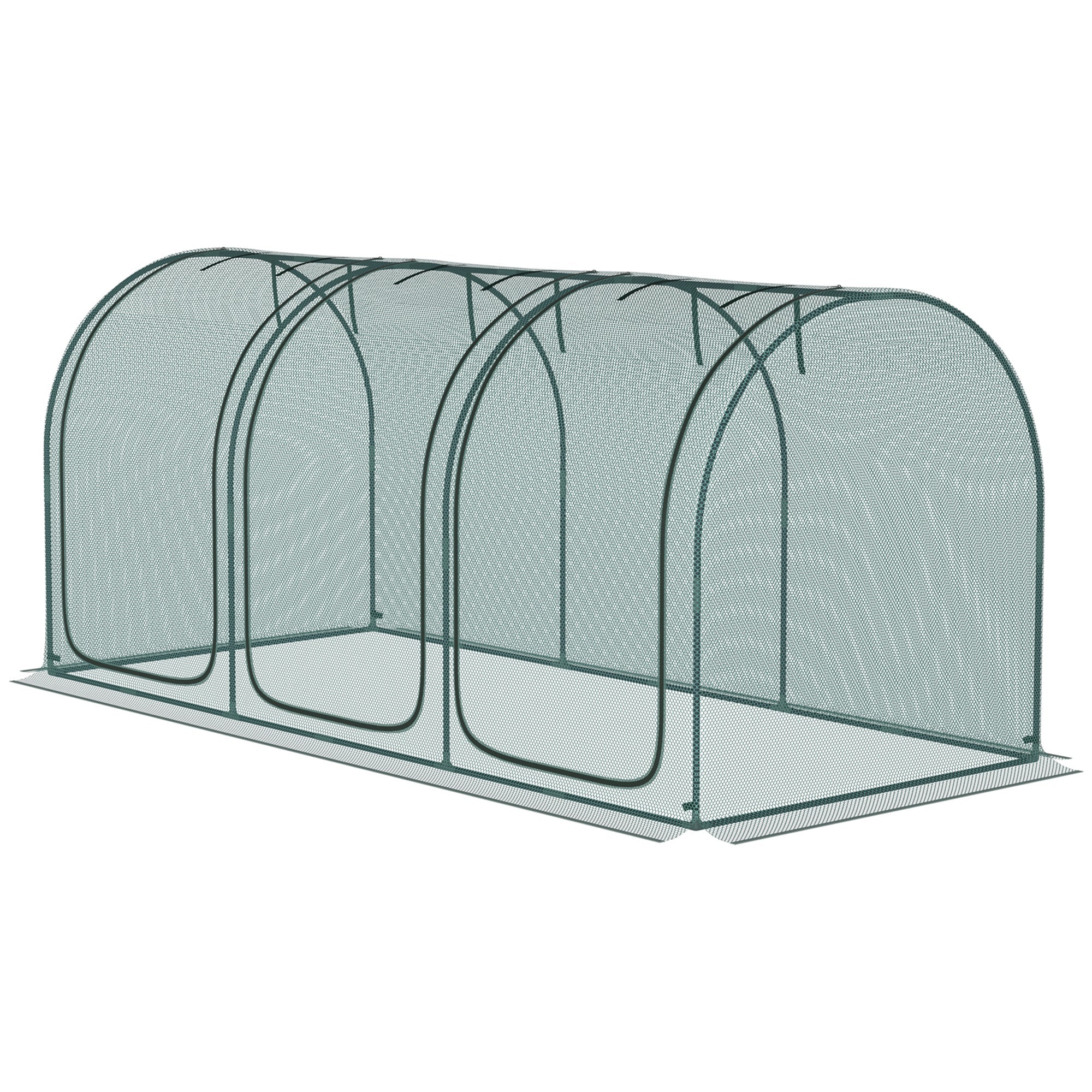 Outsunny 9'x4' Green Crop Cage - Garden Protector with Zippered Access, Sturdy Design for Yard, Lawn 