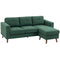Sectional Sofa with Changeable Chaise Lounge, 3 Seat L-Shaped Sofa, Upholstered Couch for Small Space, Dark Green