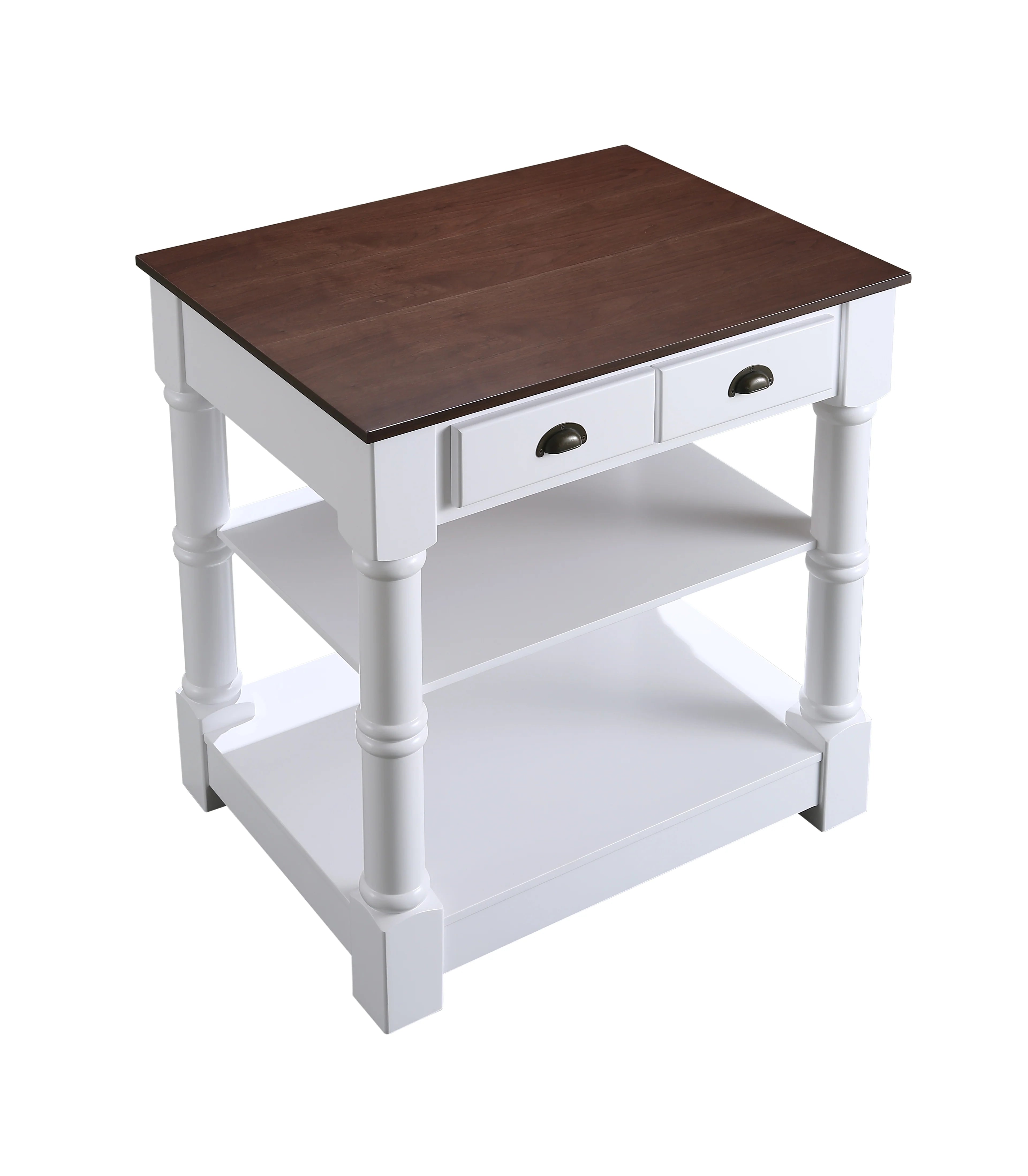 Monterey 36 " Kitchen Island With Dark Walnut Veneered Wood Countertop in White