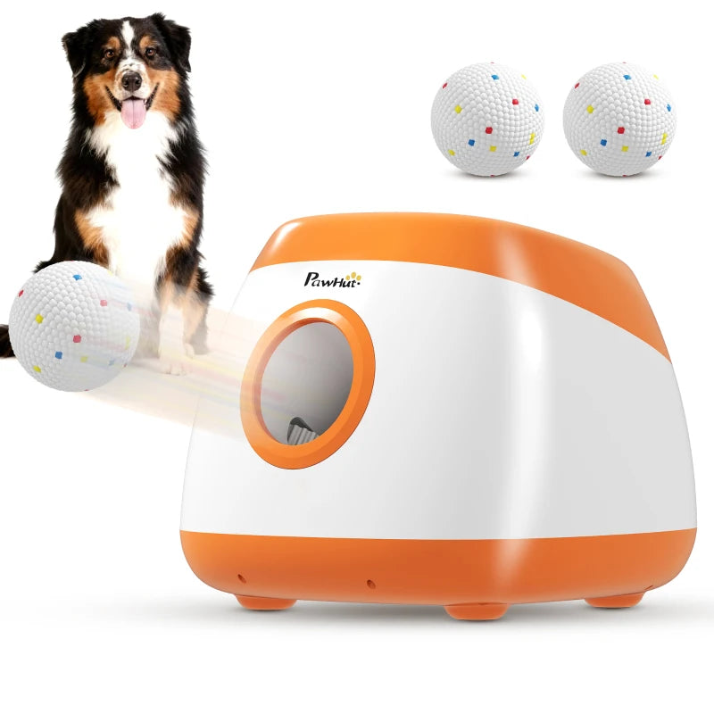 Automatic Dog Ball Launcher, Automatic Ball Launcher with 3 ETPU Balls, 26-79ft, for Medium and Large Dogs, Orange